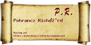 Pohrancz Richárd névjegykártya